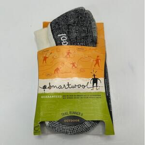 Smartwool Trail Runner II Merino Wool Mini Crew Socks Black and White Large